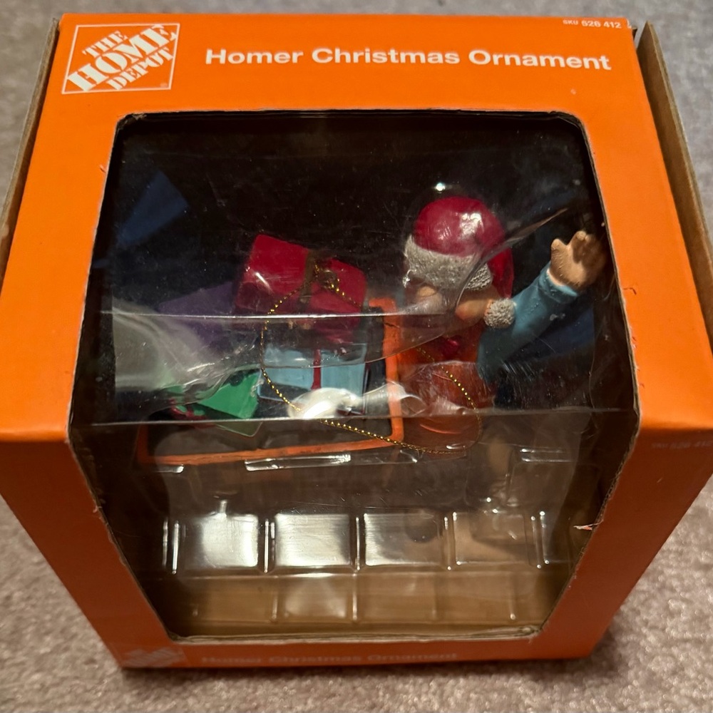 Home Depot 2013 Homer Christmas Ornament W/Box Shopping Cart with Presents